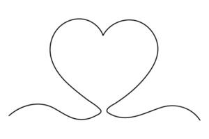 Hand-drawn heart design continuous one line art vector