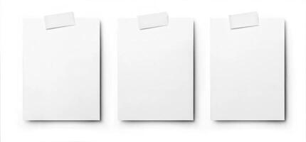 Empty Paper Note with Adhesive Tape - Blank Reminder Message on White Background for Office Use photo