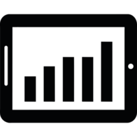 A tablet with a bar chart isolated design png