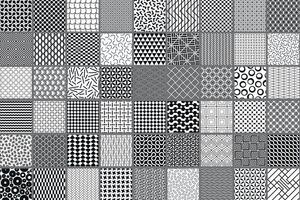 Collection of seamless geometric ornament patterns in different styles. Monochrome repeatable backgrounds. Endless black and white prints, textile textures vector