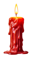 Melting Red Candle With Flame Illuminated Isolated on Transparent Background png