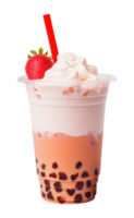 Strawberry Boba Milk Tea Float Isolated on Transparent Background png
