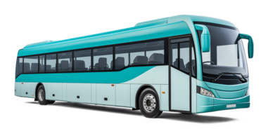Cyan Modern Bus Side View Isolated on Transparent Background png