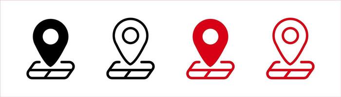 Location or map pin icon symbol set. Location pointer. Map pin on street. illustration vector
