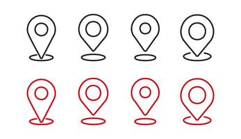 Location pin with circle. Location or map pin line icon symbol set.Geographic location. Location pointer. Editable stroke width illustration vector
