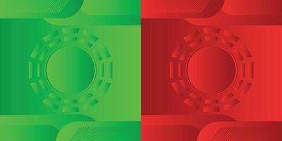 Set of abstract colorful green and red gradient designs - Trendy background vector