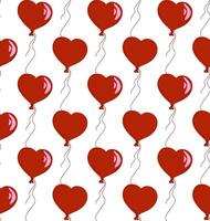 a pattern with red balloons and hearts vector