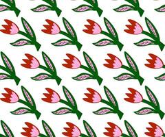 a pattern with red and pink flowers on it vector