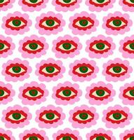 a pattern with red and green eyes on a white background vector