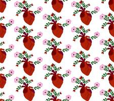 a pattern with a heart and flowers on it vector