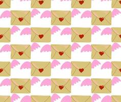 a pattern with envelopes and hearts vector