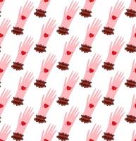 a pattern with hands and hearts on it vector