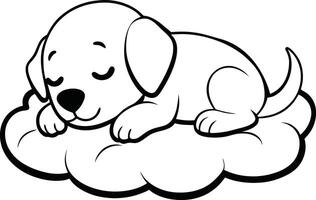 Sleeping Puppy on Cloud vector