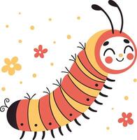 Cute Happy caterpillar vector