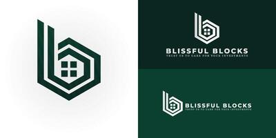 The dynamic logo design features the initials BB creatively integrated within a hexagonal shape, forming a unique and visually striking symbol that evokes a sense of structure, stability, and property vector