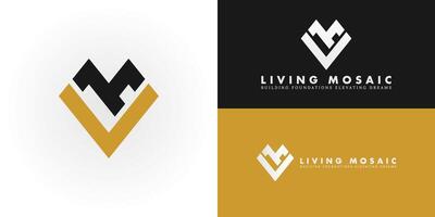 The dynamic logo design features the initials LM creatively integrated into a unique geometric shape. It is ideal for real estate developers, construction companies, and building business logo vector