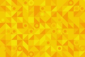 Bright Yellow and Orange Geometric Pattern with Abstract Circles and Triangles Design vector
