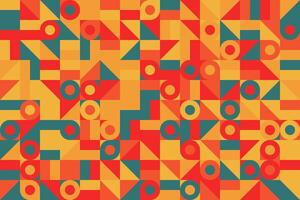 Multicolor Geometric Abstract Pattern with Circles Triangles, and Bold Retro Design vector