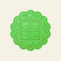 A green chinese coin with a design on it vector