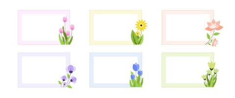 Four square frames with flowers on them vector