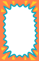 Wavy scallop border shape. Rectangle fun psychedelic hand drawn frame. Doodle cute design for text photo and picture. Groovy child template. Y2K decorative blank png