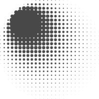 Dotted halftone shape. Blurred abstract shadow. Graphic element, circular organic blob with gradation effect png