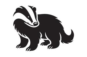 Minimalist Black Silhouette of a Badger Illustration vector
