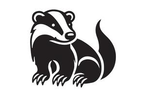 Black Silhouette of a Badger Minimalist Graphic vector