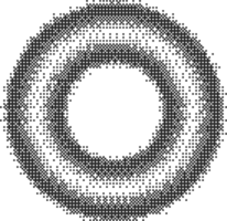 Circle frame with bit pattern texture. Bitmap pixel arcade game effect. Round y2k halftone element. Aesthetic dither gradient. 2000s noisy illustration png