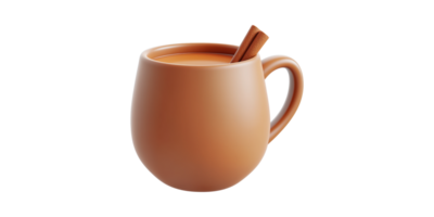 3D Mug With Cinnamon Illustration Isolated on Transparent Background png
