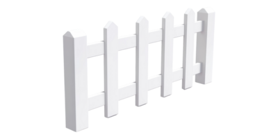 3D White Picket Fence Isolated on Transparent Background png