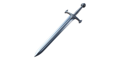 3D Steel Sword With Sharp Blade Isolated on Transparent Background png