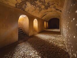 Ancient Underground Tunnel with Sunlit Patterns photo