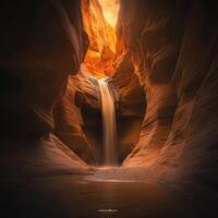 Stunning Waterfall Cascading Through a Narrow Canyon photo