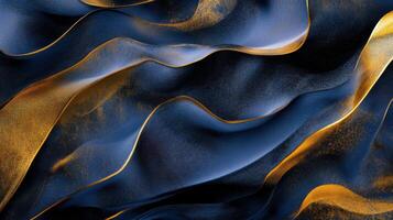 Abstract Liquid Flow with Blue and Gold Hues photo
