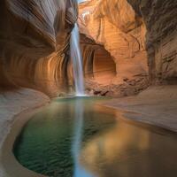Stunning Waterfall Cascading Through a Canyon photo