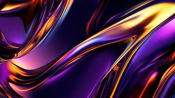 Abstract liquid gold and purple design for modern backgrounds. photo