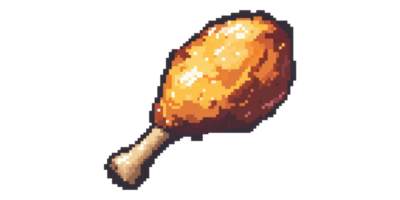 Crispy Chicken Drumstick In Pixel Art Style Isolated On Transparent Background png