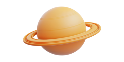 3D Illustration Of A Yellow Planet With Rings Isolated On Transparent Background png
