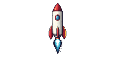 Rocket Taking Off In Pixel Art Style Isolated On Transparent Background png