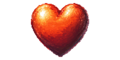 Shiny Red Heart Icon In Pixel Art Style Isolated On Transparent Background png