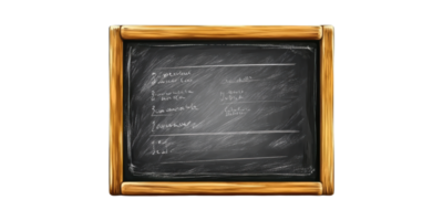 Rectangular Chalkboard With Wooden Frame Isolated on Transparent Background png
