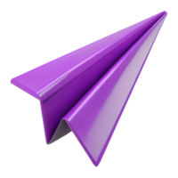 Purple paper origami airplane 3d illustration isolated on the transparent background png
