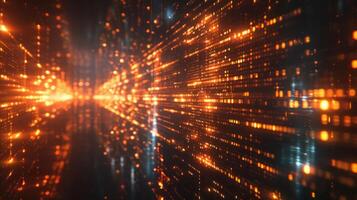 Abstract representation of digital data flow with glowing particles in a futuristic setting photo
