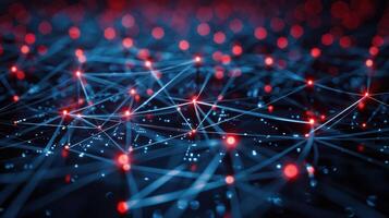 Abstract representation of interconnected nodes and lines with a glowing network in a dark setting photo