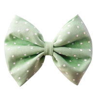 a green bow with white polka dots on it png