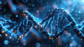 Abstract representation of DNA strands intertwined with binary code, symbolizing genetic data and technology photo