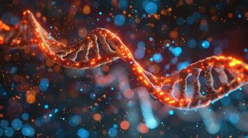 Vibrant DNA Helix Illuminated by Colorful Bokeh Background, Representing Genetic Science photo