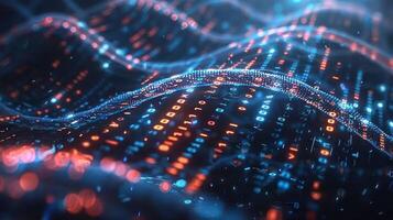 Abstract representation of flowing data streams with vibrant colors and illuminated patterns photo