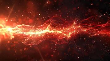 Abstract representation of vibrant energy waves with glowing particles in a dark background photo